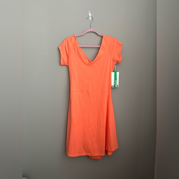 New Women's Coral Fit & Flare Back Detail Dress - Picture 2 of 6